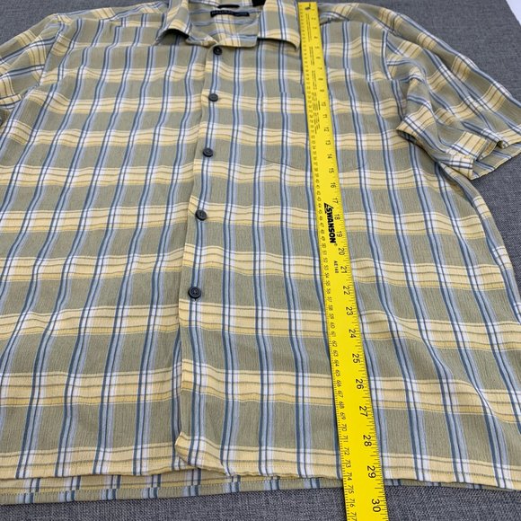 Mens Natural Issue Yellow Plaid‎ button Down Shirt Size XL Short Sleeve Collared - Picture 3 of 7